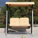 Outsunny 2 Seater Garden Outdoor Swing Chair Lounger Hammock Bench w/ Steel Frame Cushions Adjustable Tilting Canopy Patio Beige