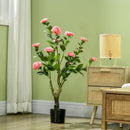 HOMCOM Potted Artificial Plants Camellia Flower for Indoor Outdoor, Pink