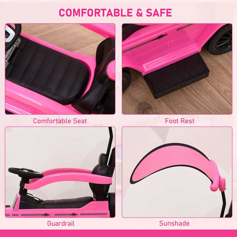 HOMCOM Kids Pink Ride On Car Mercedes Benz G350 - with Sun Shade