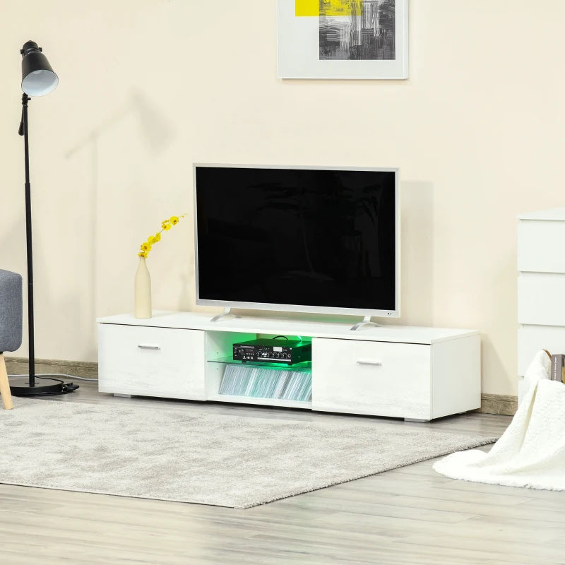 HOMCOM TV Stand High Gloss with LEDs 160cm - White