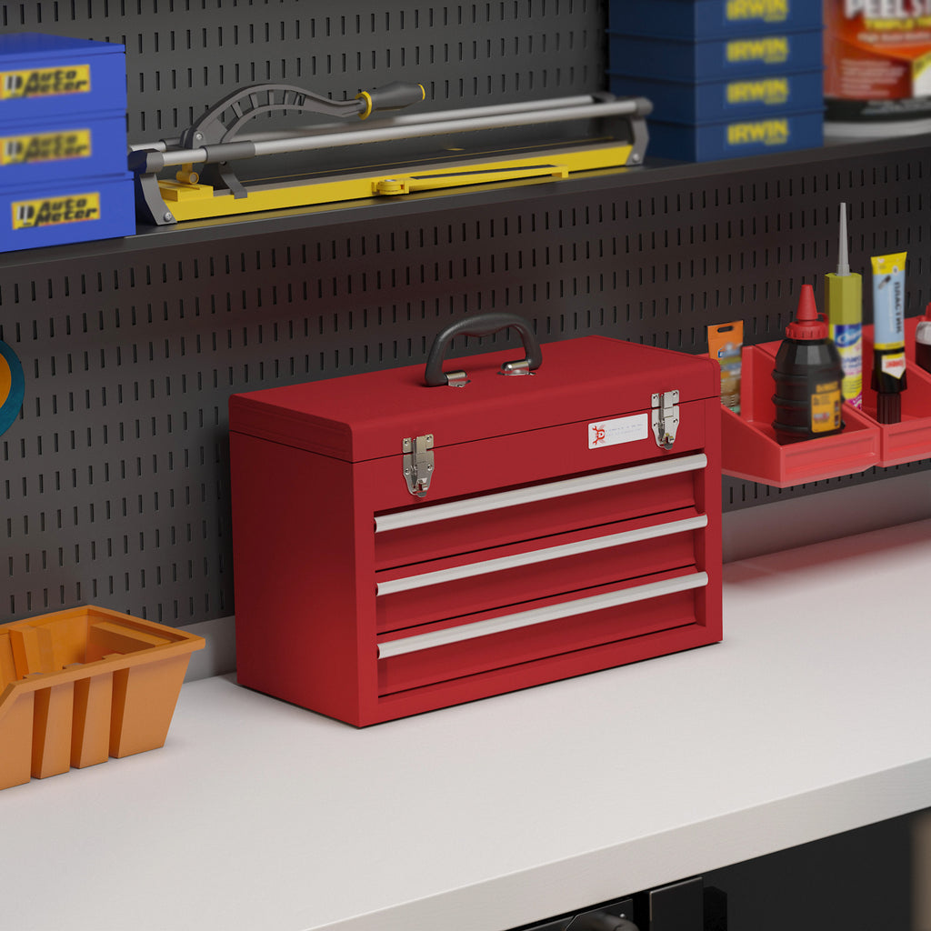 Pushf DURHAND Lockable 3 Drawer Tool Chest With Ball Bearing Slide Drawers R