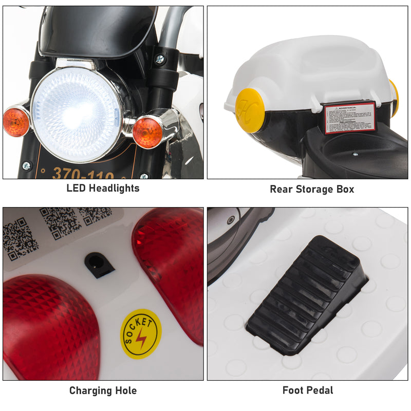 HOMCOM Kids Electric Ride On Motorcycle Bike 6v - White