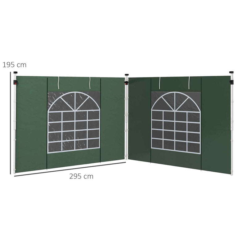 Outsunny 3x3(m) or 3x6m Pop Up Gazebo Side Panels Replacement, 2 Pack, Green