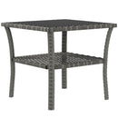 Outsunny PE Rattan Coffee Table, Two-tier Side Table with Glass Top, Grey