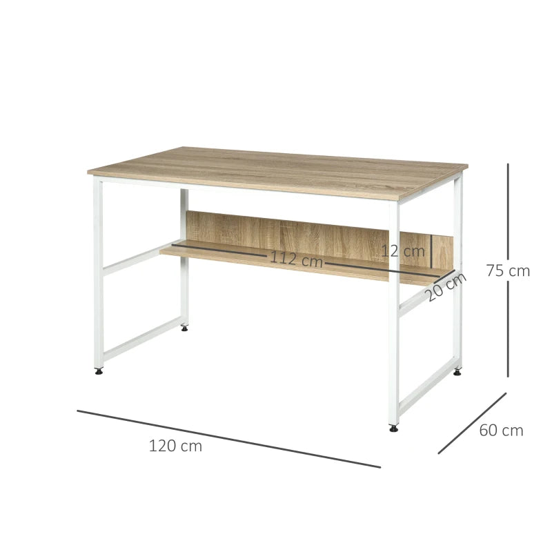 HOMCOM Computer Desk with Shelves - Oak