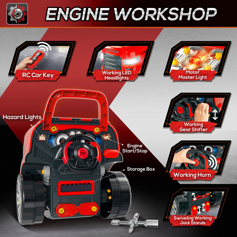 HOMCOM Kids Truck Engine Toy Set - Red