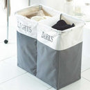 Country Club Laundry Hamper Large Folding "Lights & Darks" Design Laundry Sorter 62x33x54cm - Grey