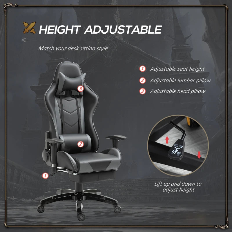 HOMCOM Gaming Chair with Backrest Grey