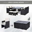 Outsunny Rattan Dining Set Garden Furniture Patio set 11 PC with Cushion Black /Milk  White