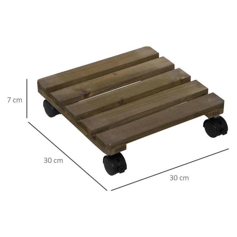 Outsunny 2 Pack Plant Stand with Wheels Mobile Flowerpot Holder for Indoor & Outdoor Use