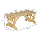 Outsunny Wooden Wheel Bench Rustic Outdoor Patio Garden Seat 2-Person Natural