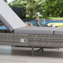 Outsunny Patio Rattan Sun Lounger Garden Wicker Backrest Adjustable Sun Lounger