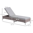 Outsunny Patio Rattan Sun Lounger Garden Wicker Backrest Adjustable Sun Lounger