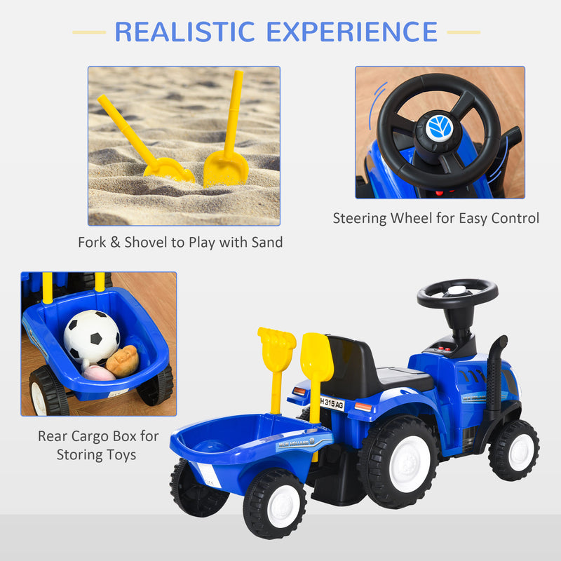 HOMCOM Baby Ride On Car and Trailer - Blue