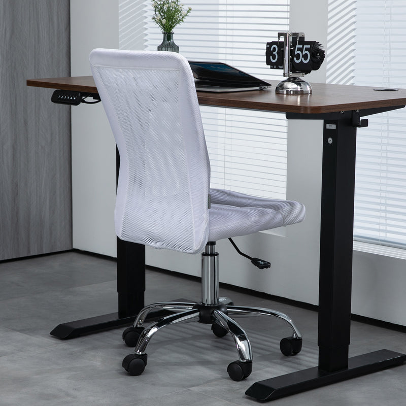 Vinsetto Armless Office Chair with Adjustable Height Mesh Back Wheels White
