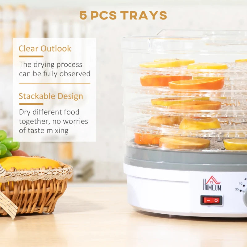 HOMCOM Food Dehydrator 5 Tier 245W - White