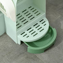 PawHut 2 In 1 Cat Litter Tray w/ Drawer Pans, Scoop, Openable Cover - Green