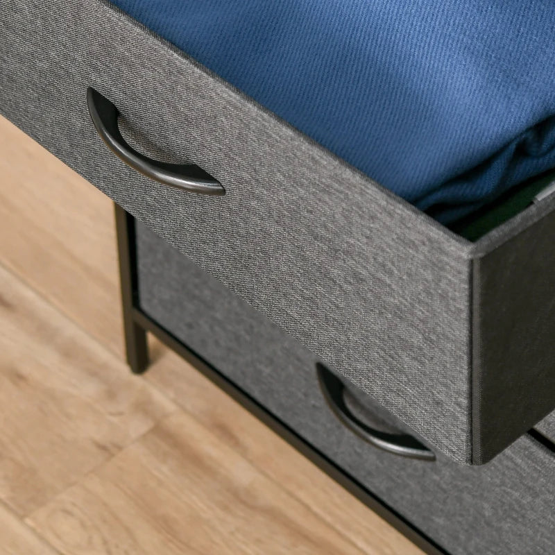 HOMCOM Fabric Chest of Drawers Storage Unit 58x29x103cm - Black