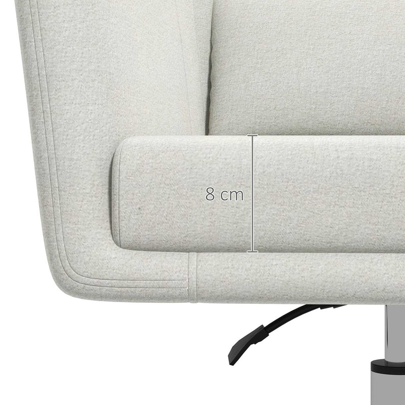HOMCOM Stylish Retro Linen Swivel Tub Chair Steel Frame Cushion Seat Cream Whit