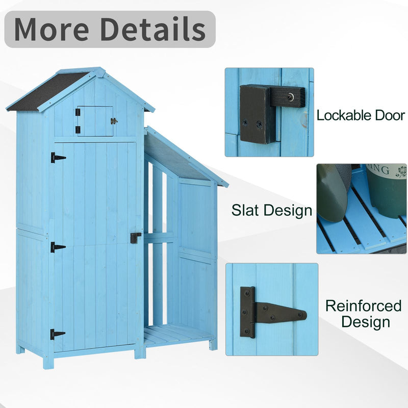 Garden Storage Shed - Firewood House Storage 130L x 54.5W x 180H cm Blue