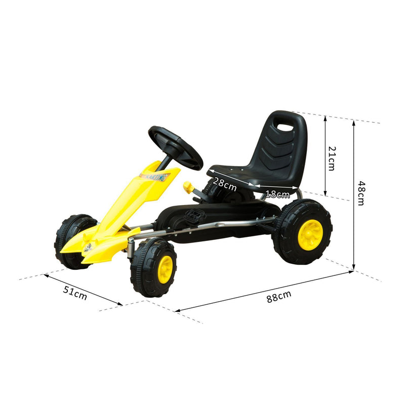 HOMCOM Kids Pedal Go Kart - Yellow & Black