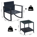 Outsunny Rattan Rocking Chair Set - Black
