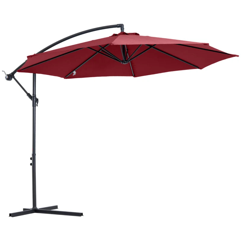 Outsunny Steel Hanging Banana Umbrella Parasol - Red