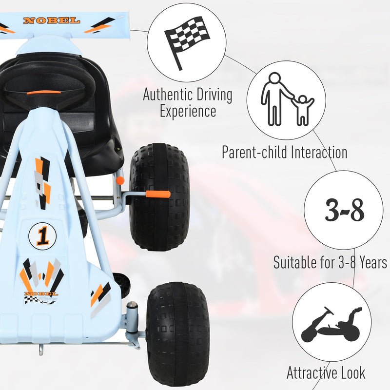 HOMCOM Kids Pedal Go Kart - Blue/Orange