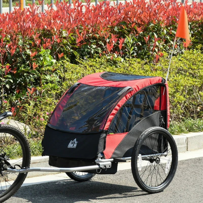 HOMCOM Bicycle Trailer with 2 Wheels - Red