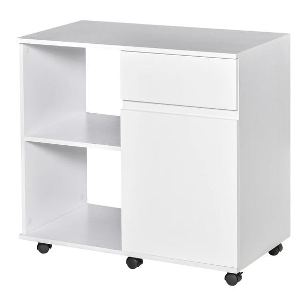 HOMCOM Printer Stand with Open Storage Shelves White