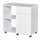 HOMCOM Printer Stand with Open Storage Shelves White