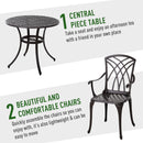 Outsunny Patio Cast Aluminium 5 PCS Brown Dining Table & 4 Chairs Set Outdoor Garden Furniture