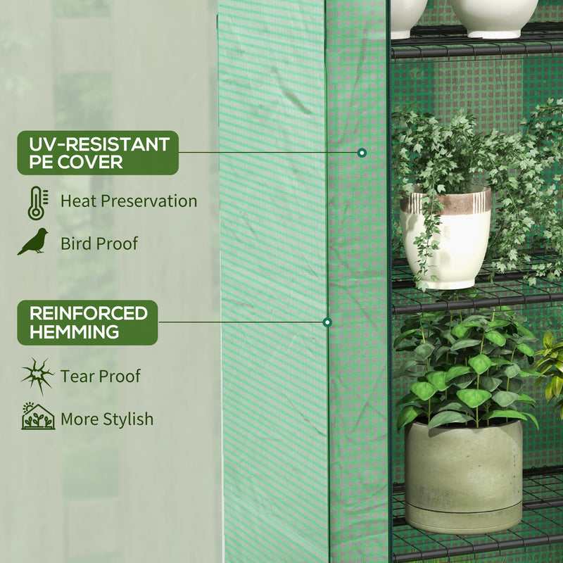 Outsunny Mini Green House with 4 Tier Shelves, 170H x 120W x 50Dcm, Green