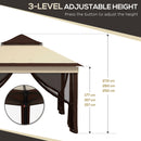 Outsunny 3 x 3(m) Pop Up Gazebo Tent with Netting, Height Adjustable, Beige