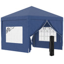 Outsunny 3mx3m Pop Up Gazebo Party Tent Canopy Marquee with Storage Bag Blue