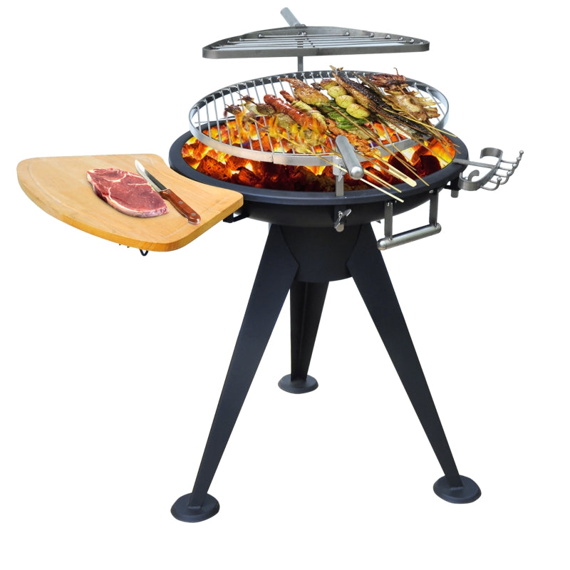 Outsunny Outdoor BBQ with Double Grill and Cutting Board