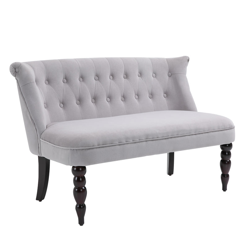 HOMCOM Velvet-Feel French Inspired Two-Seat Lounger Couch w/ Wood Frame Vintage