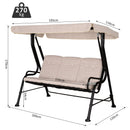 Outsunny Steel Frame 3-Seater Outdoor Garden Swing Chair w/ Canopy Beige