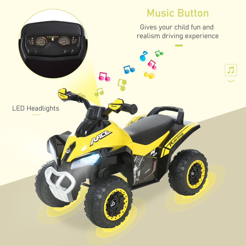 HOMCOM Kids Manual Ride On Quad Bike - Yellow