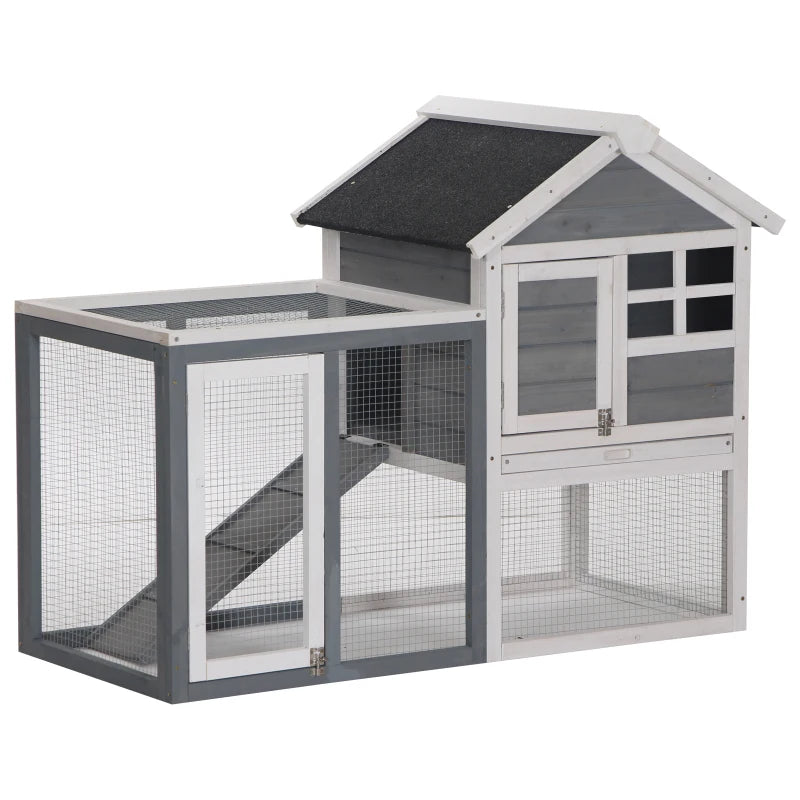 PawHut 2 Tier Wooden Rabbit Hutch