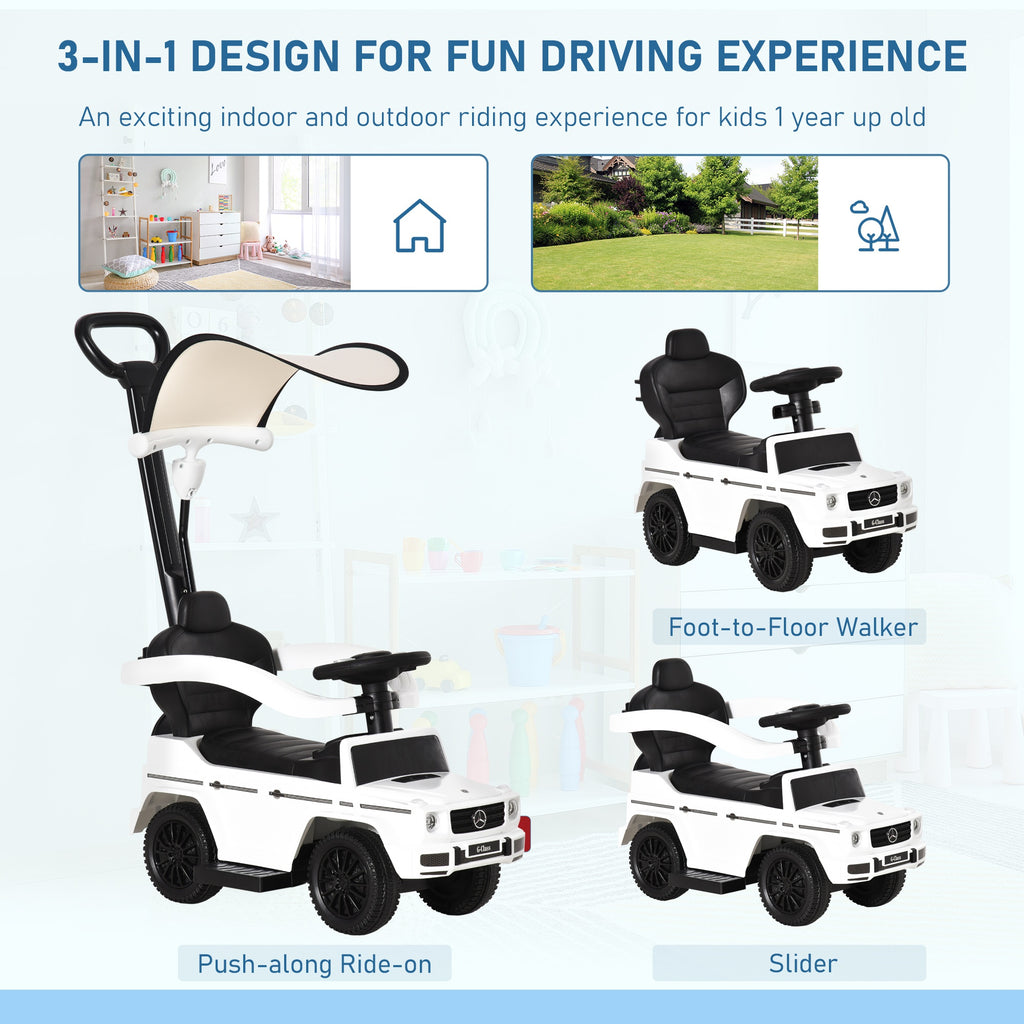 White Ride On HOMCOM Kids White Ride On Car Mercedes Benz G350 with Sun Shade