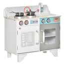 HOMCOM Kids Wooden Toy Kitchen Pretend Playset with Sink Faucet Pot for 3-6 Year