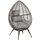 Outsunny Wicker Rattan Egg Chair with 4 Legs Grey