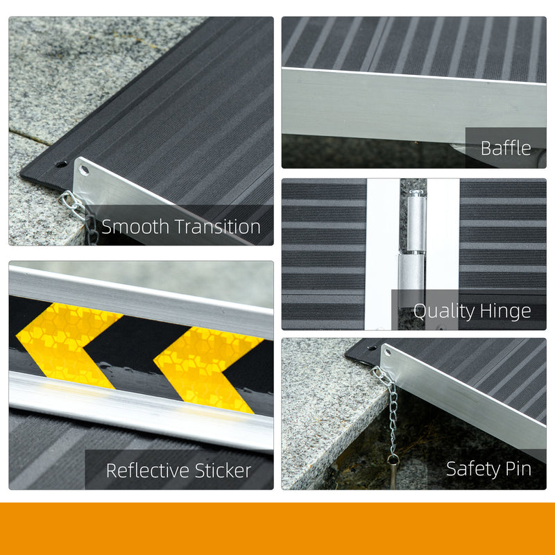 HOMCOM Folding Aluminium Wheelchair Ramp 152x73cm 272KG Capacity for Home