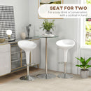 HOMCOM Round Bar Table for 2 People, High Pub Table with Tempered Glass Top