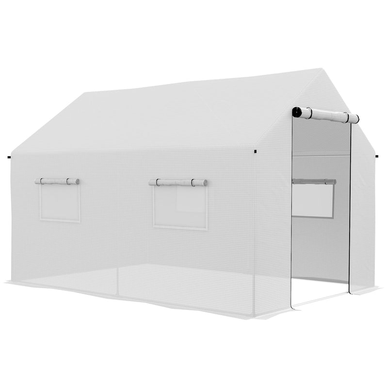 Outsunny Tunnel Greenhouse W/ UV-resistant PE Cover, Wide Door, 2 x 3(m), White
