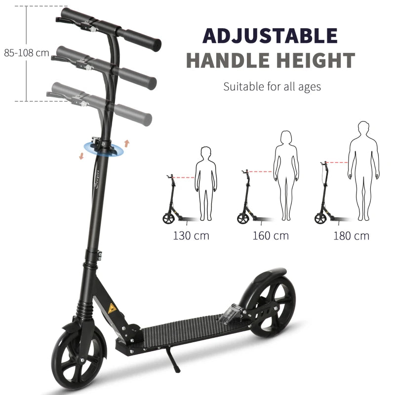 HOMCOM Folding Kick Scooter with Brakes - Black