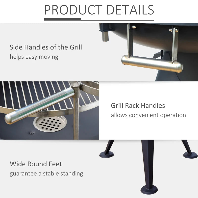 Outsunny Outdoor BBQ with Double Grill and Cutting Board