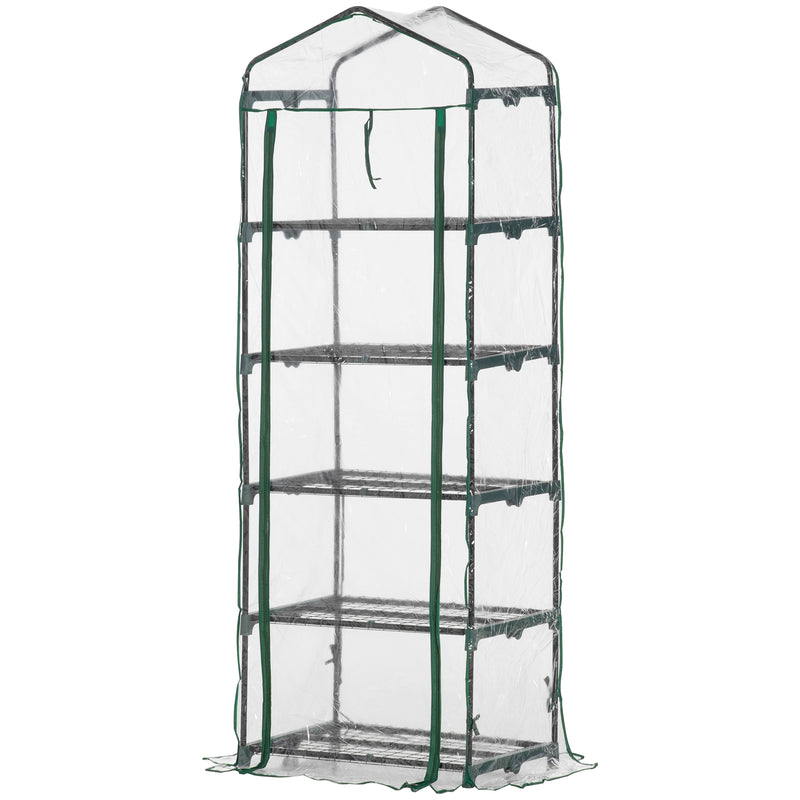 Outsunny Mini Greenhouse Outdoor Flower Stand PVC Cover Portable 69 x 49 x 193cm