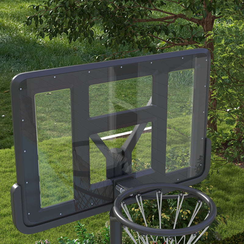 SPORTNOW Basketball Backboard Hoop Net Set with Wheels, 200-305cm, Black